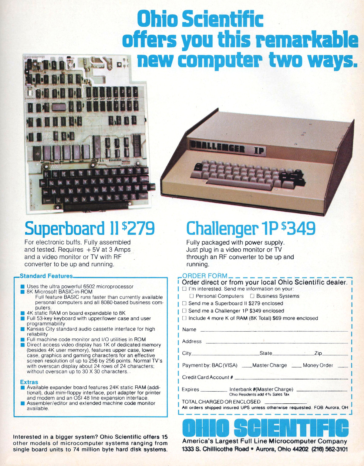 Ohio's Superboard II - the basis of many of the company's microcomputers. From Byte, December 1978