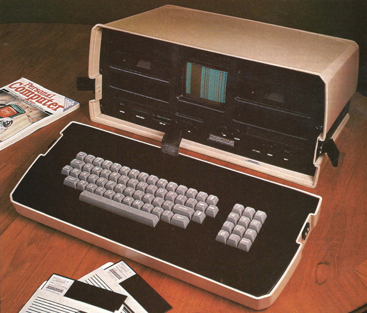 Adam Osborne's very own Osborne 1, borrowed by Personal Computer World for the night to do an evaluation whilst Osborne was in London. From Personal Computer World, November 1981