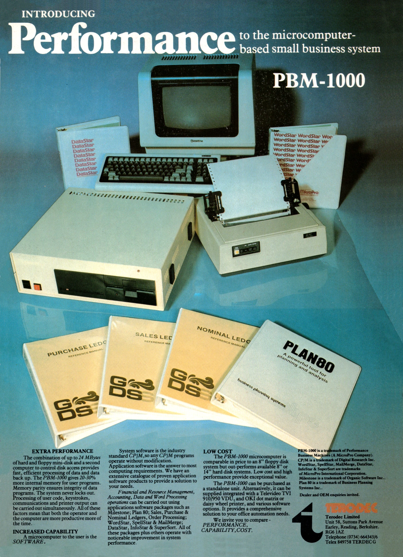 PBM Advert: Introducing performance to the microcomputer-based small business system, from Practical Computing, February 1982