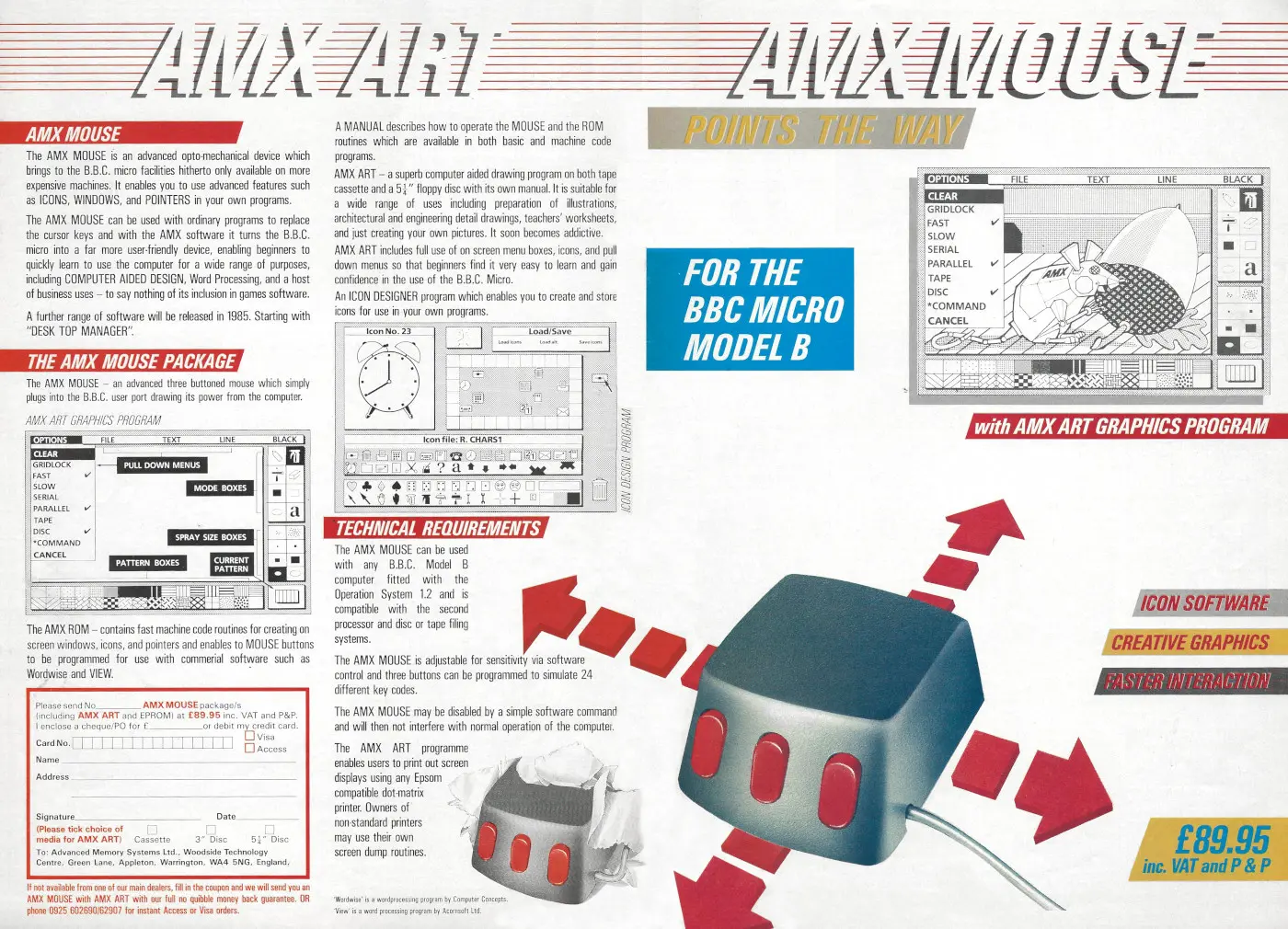 Advance Memory Systems Advert: AMX Mouse - Points the way, from Personal Computer News, 12th January 1985