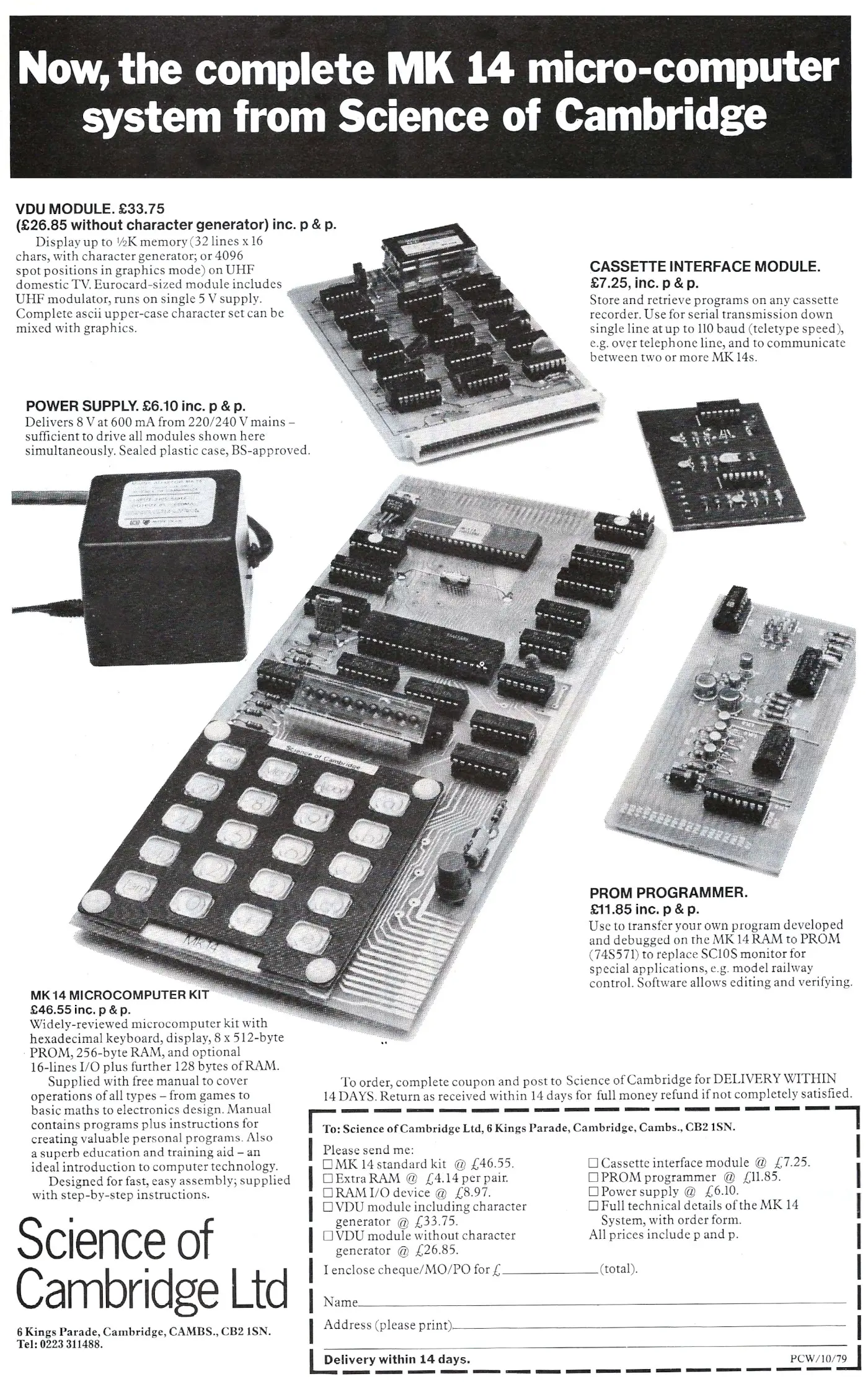 Sinclair Advert: Now, the complete MK 14 micro-computer system from Science of Cambridge, from Personal Computer World, January 1980