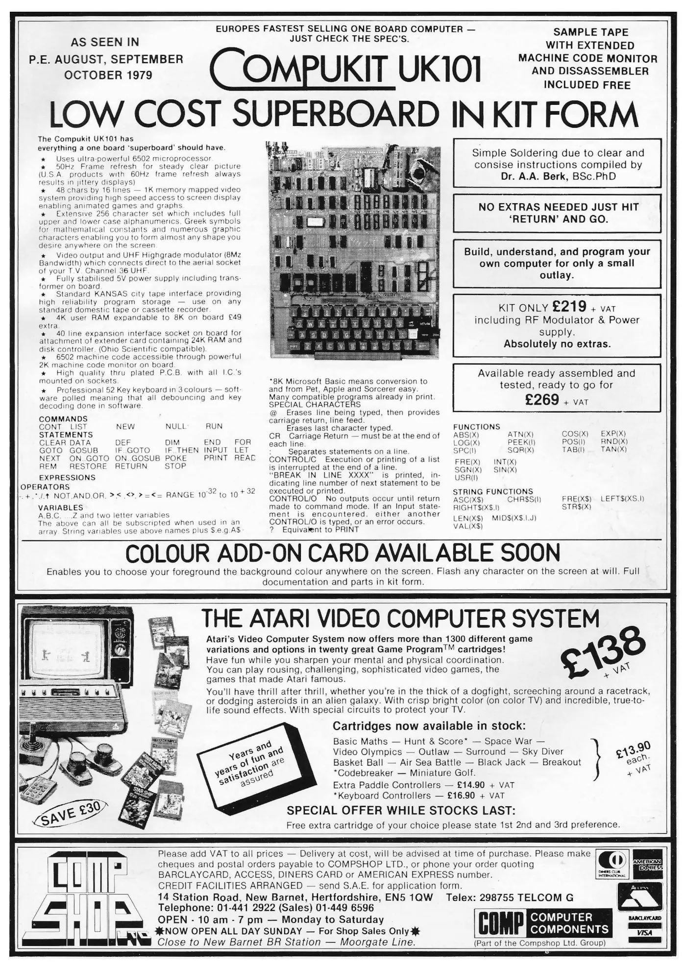 Compukit Advert: Compukit UK101 - Low-cost Superboard in kit form, from Personal Computer World, January 1980