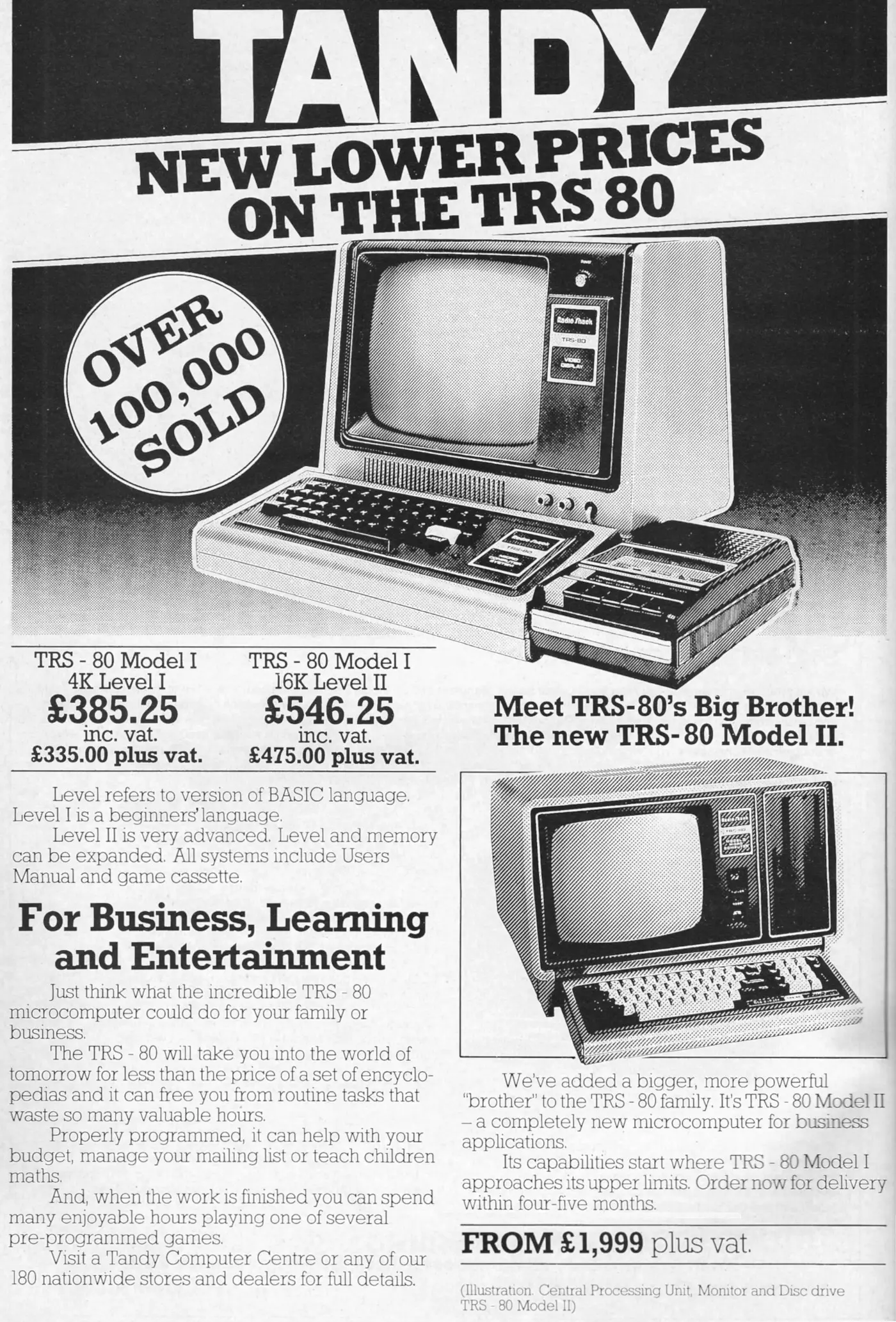 Tandy/Radio Shack Advert: <b>Tandy - new lower prices on the TRS-80</b>, from Personal Computer World, February 1980