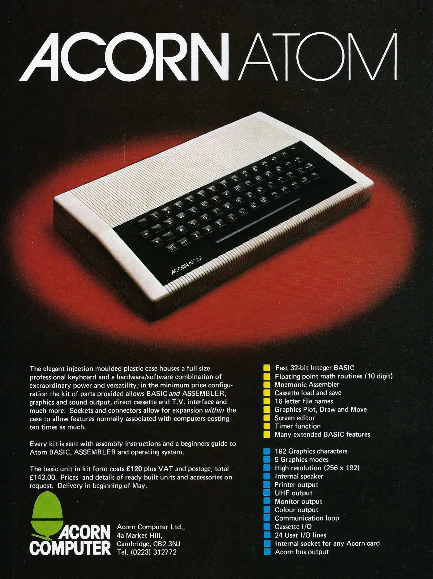 Acorn Advert: Acorn Atom - from <span class='hilite'>Acorn Computer</span>, from Personal Computer World, May 1980