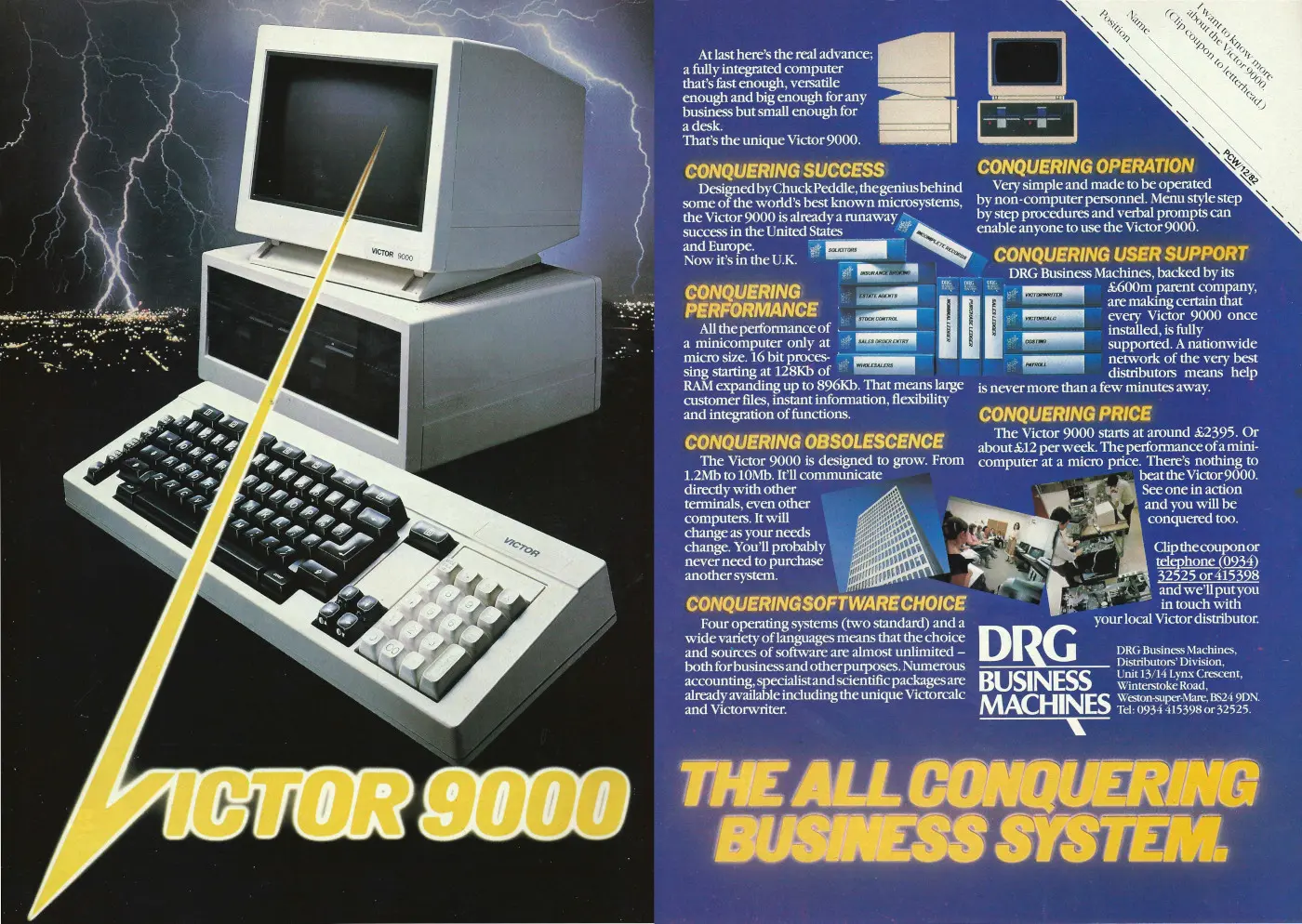 Sirius/Victor Advert: Victor 9000 - The All-Conquering Business System, from Personal Computer World, December 1982