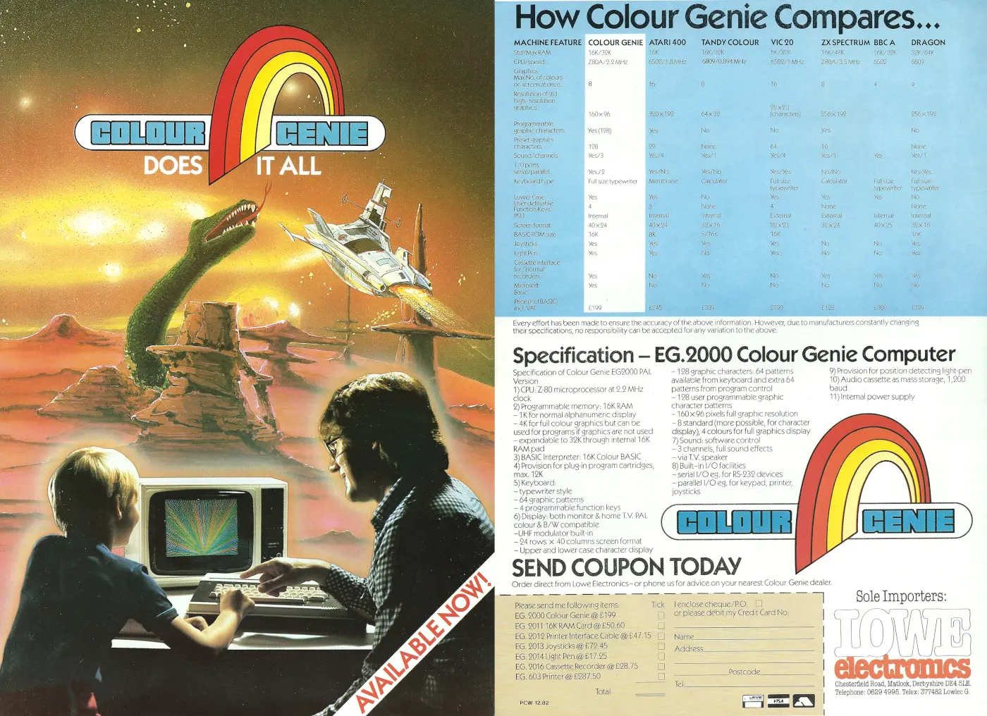 EACA/Genie Advert: Colour Genie Does It All!, from Personal Computer World, December 1982