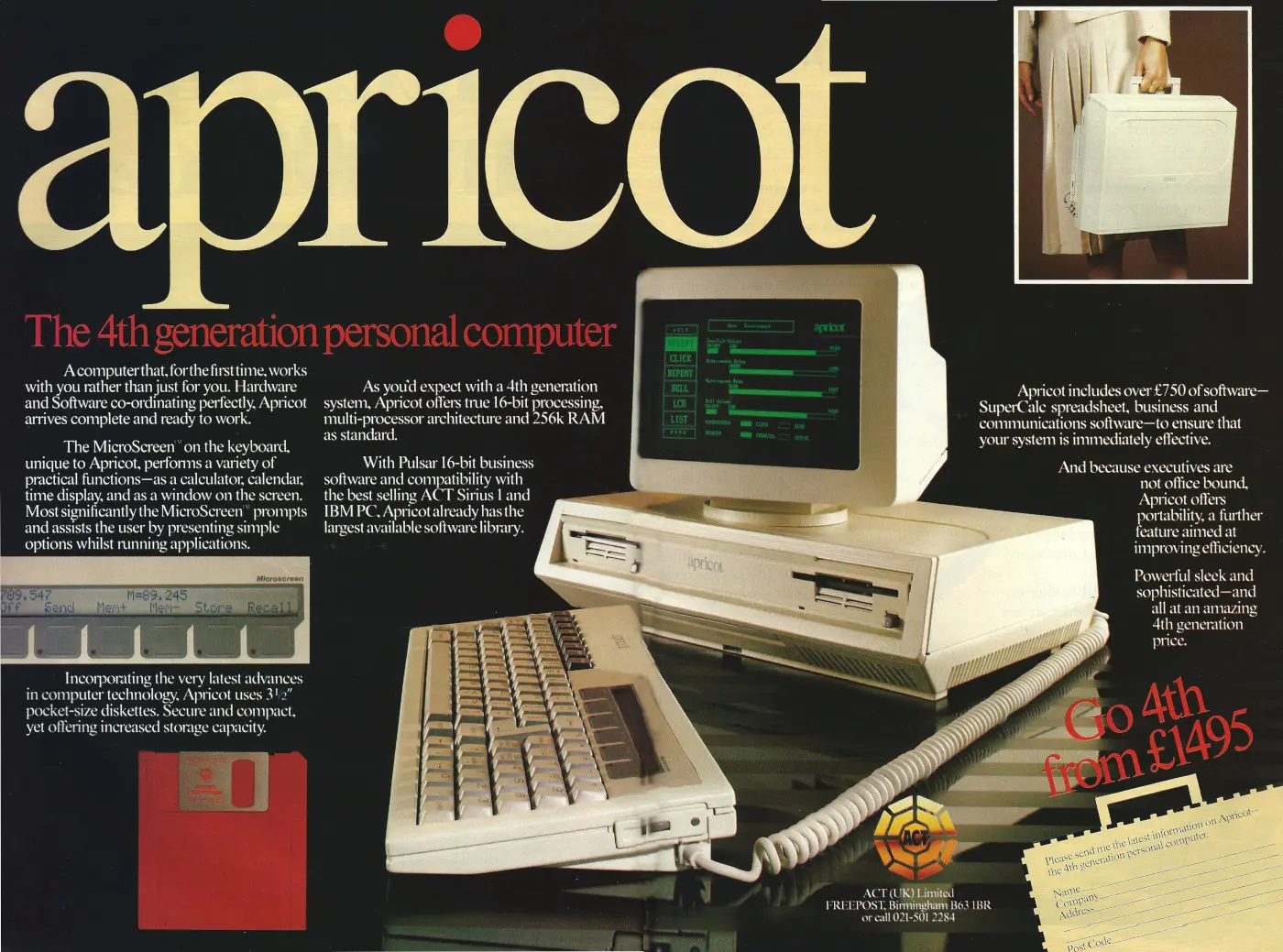 ACT/Apricot Advert: Apricot - the 4th generation personal computer, from Personal Computer World, October 1983