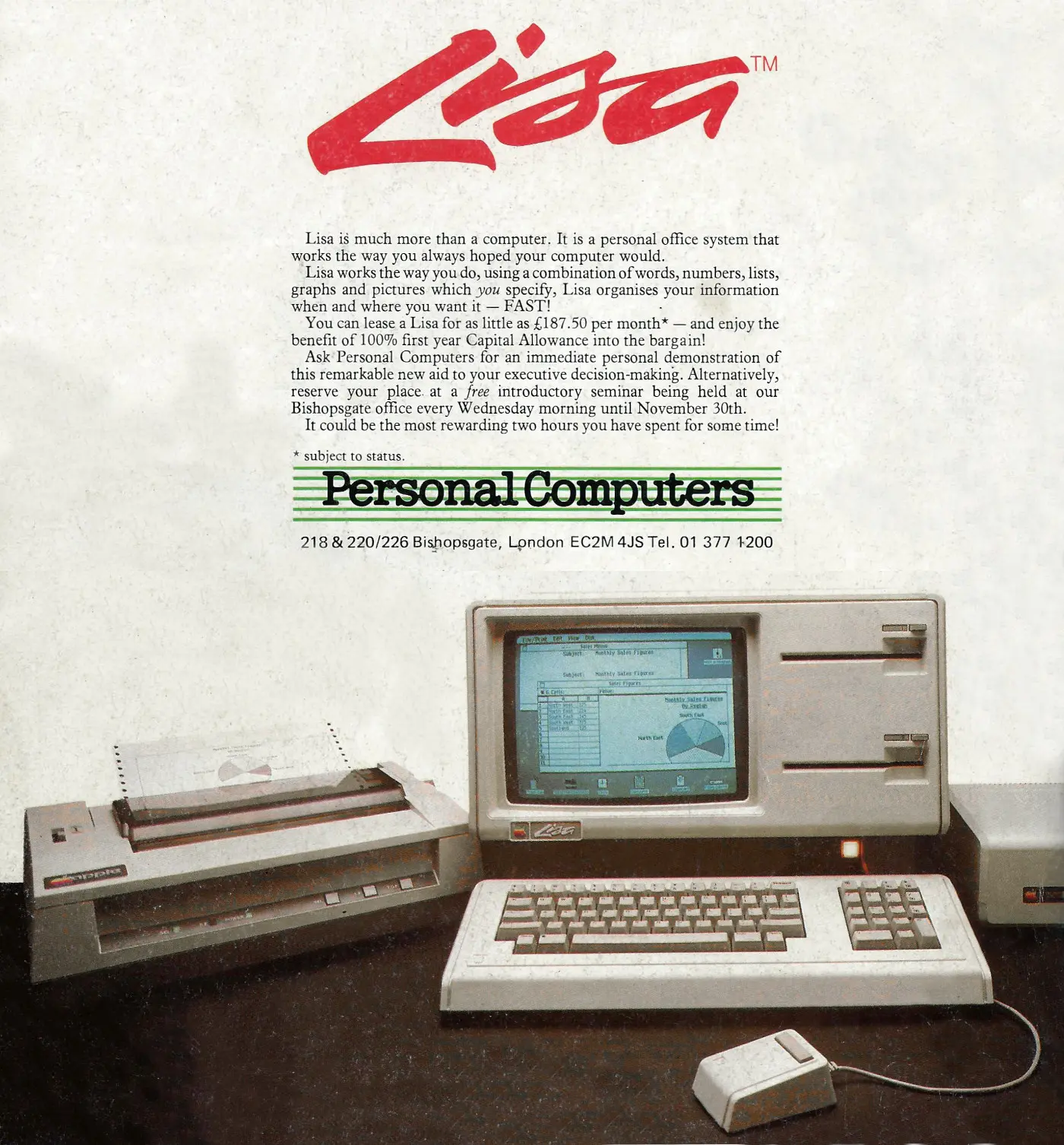 Apple Advert: Lisa is much more than a computer, from Personal Computer World, October 1983