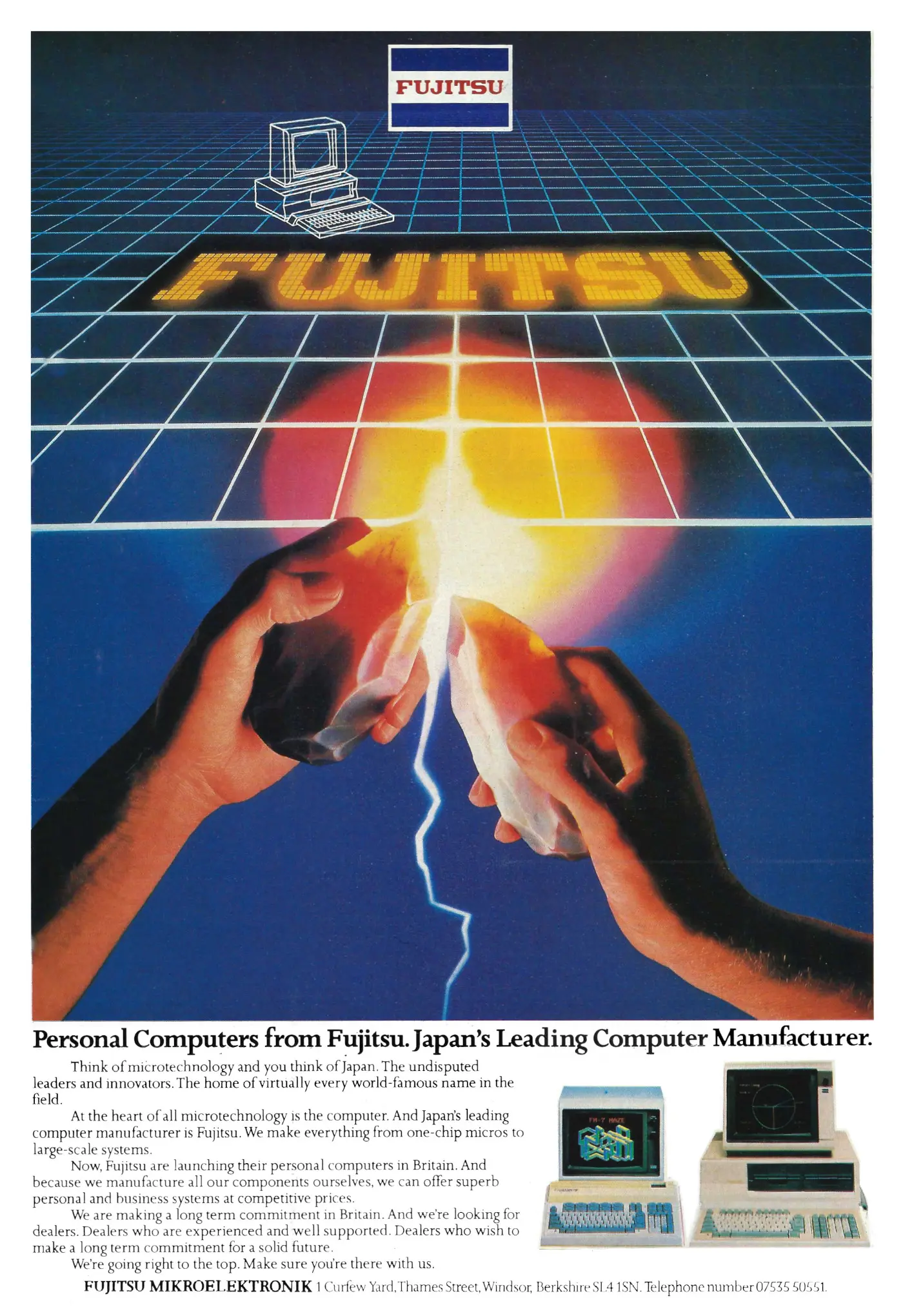 Fujitsu Advert: Personal computers from Fujitsu. Japan's leading computer manufacturer, from Personal Computer World, March 1984