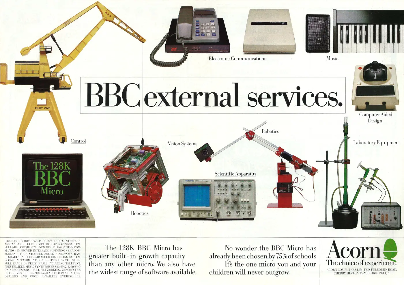 Acorn Advert: BBC External Services, from Personal Computer World, December 1985
