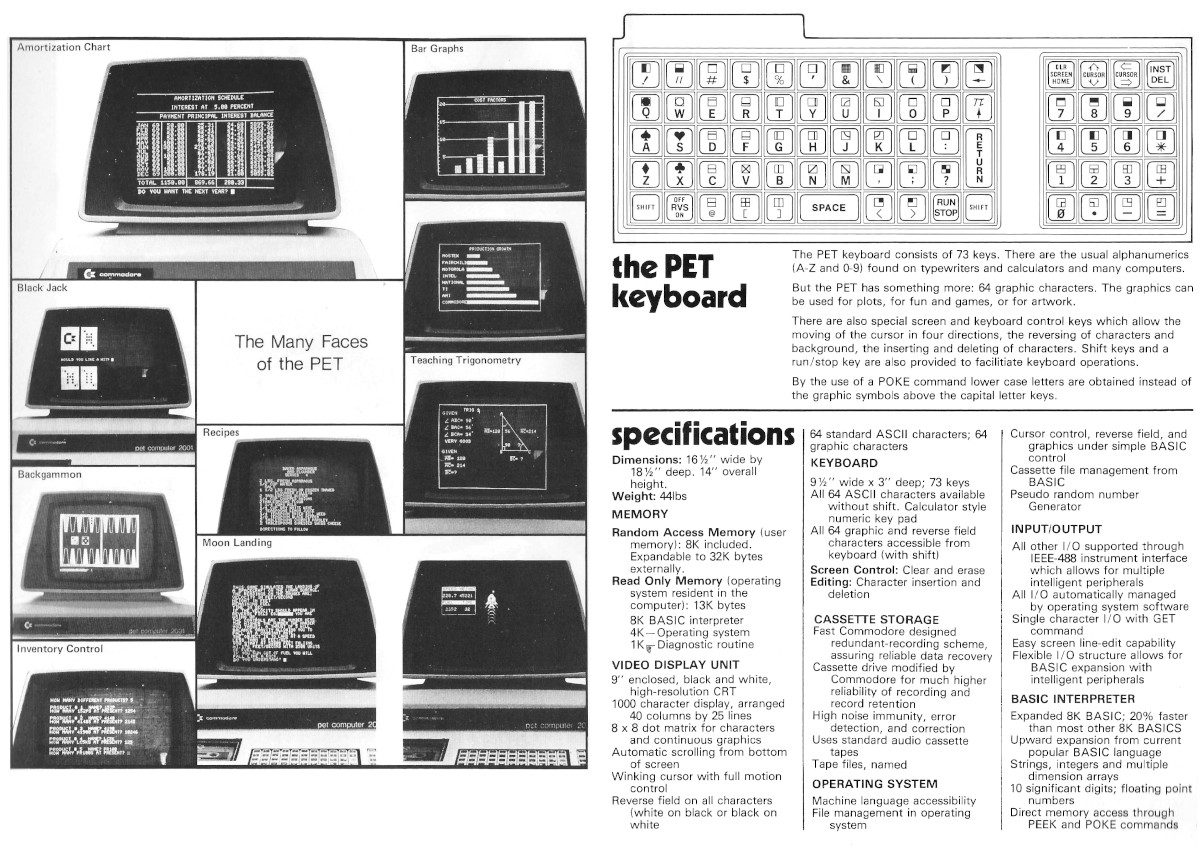 Photos of the prototype PET in action, from the sales leaflet, 1978