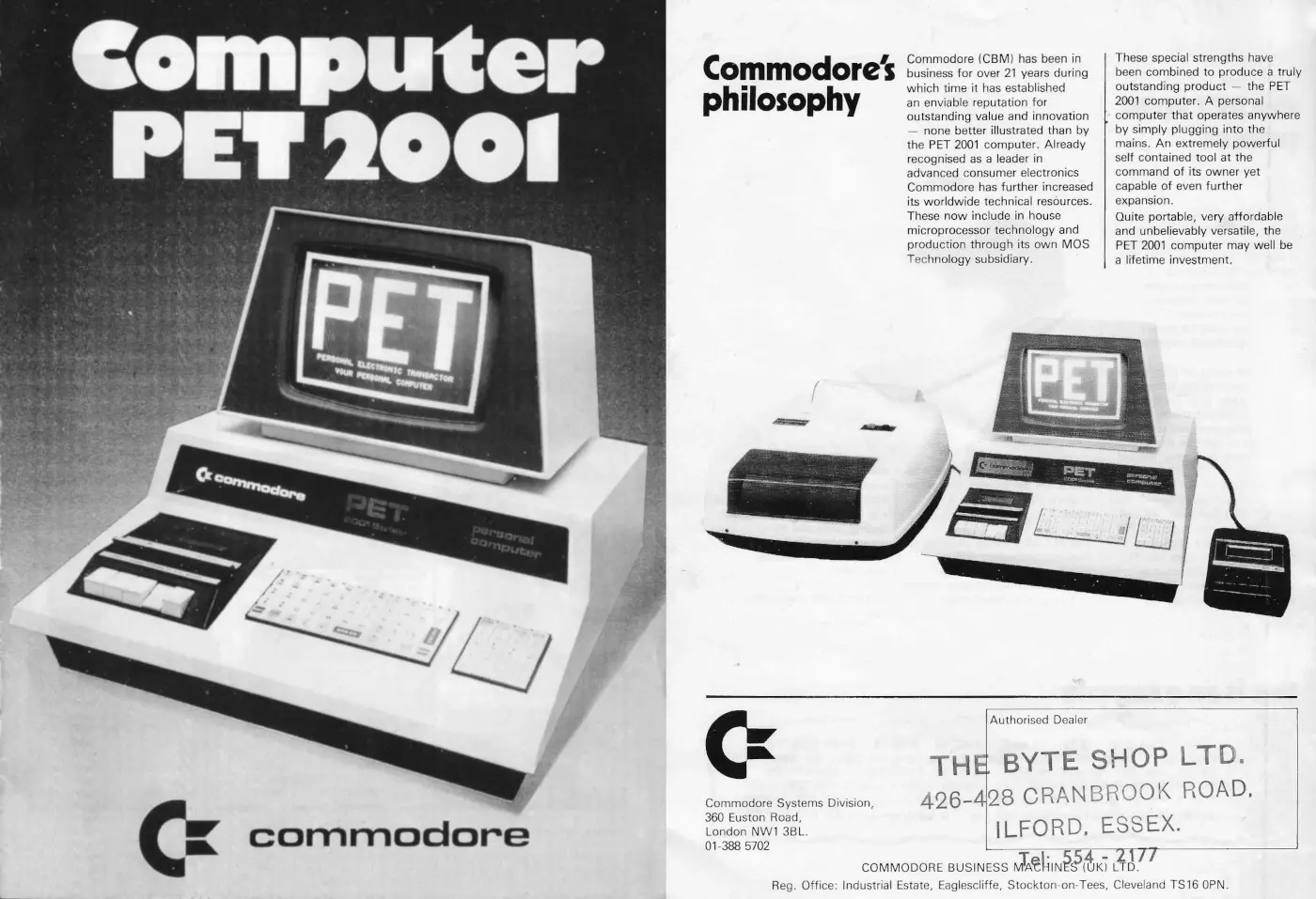 Commodore Advert: Commodore's philosophy: Computer PET 2001, from Sales Brochure, November 1977