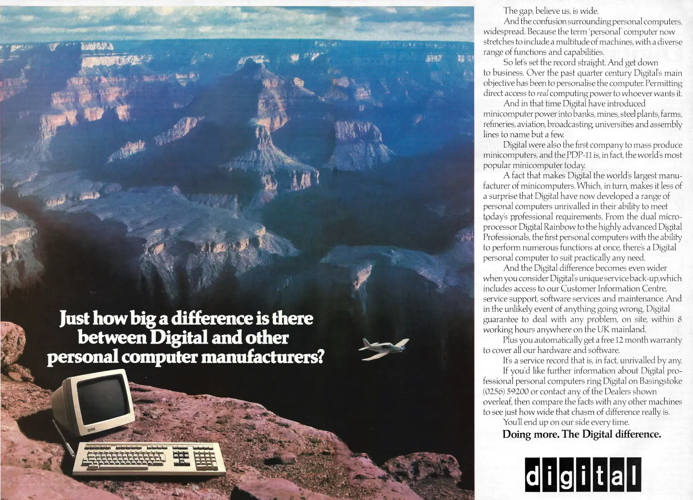 Digital Advert: Just How Big a Difference is there Between Digital and Other Personal Computer Manufacturers?, from Practical Computing, June 1983