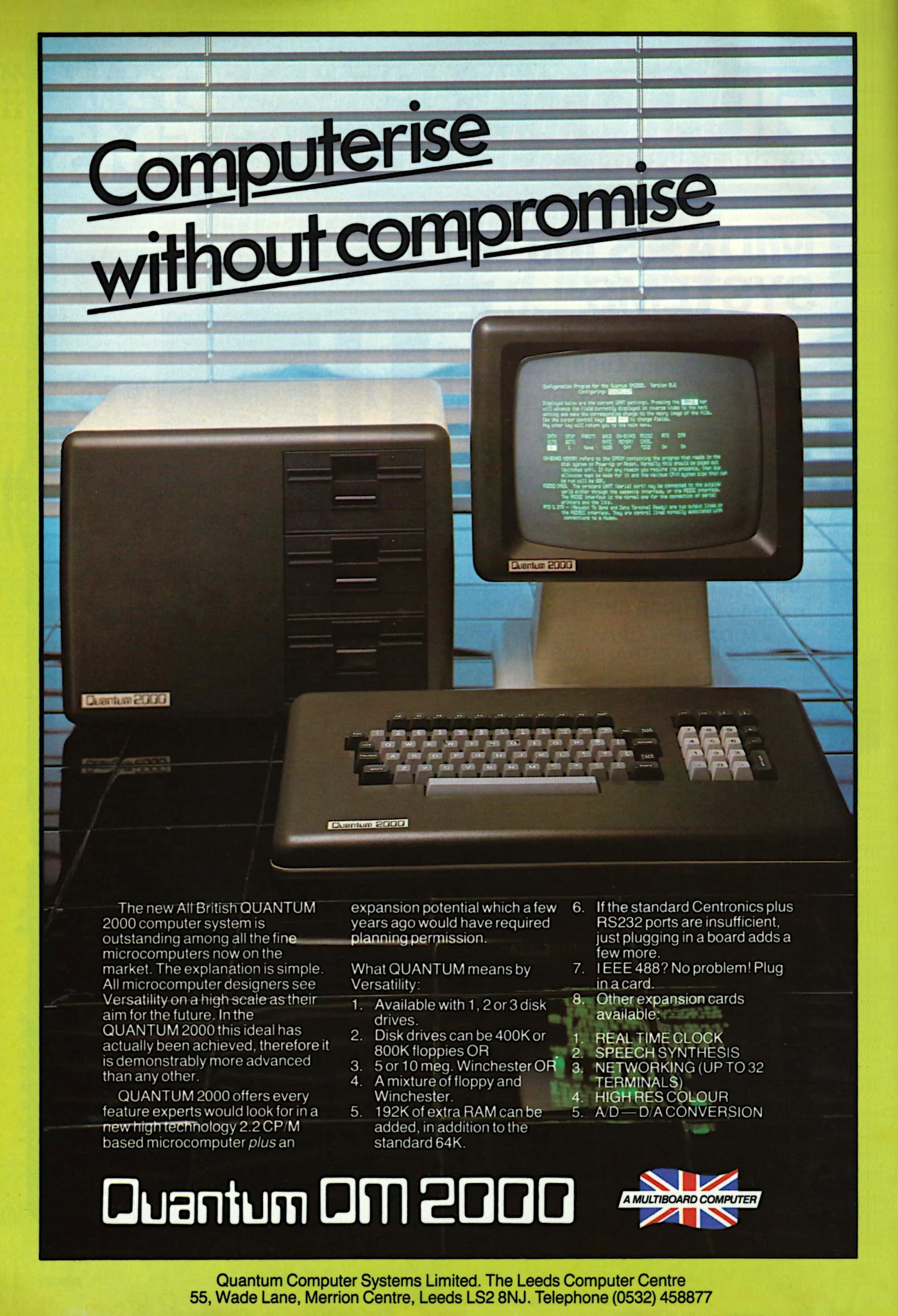 Quantum Advert: Computerise without compromise: Quantum QM 2000, from Personal Computer World, May 1983