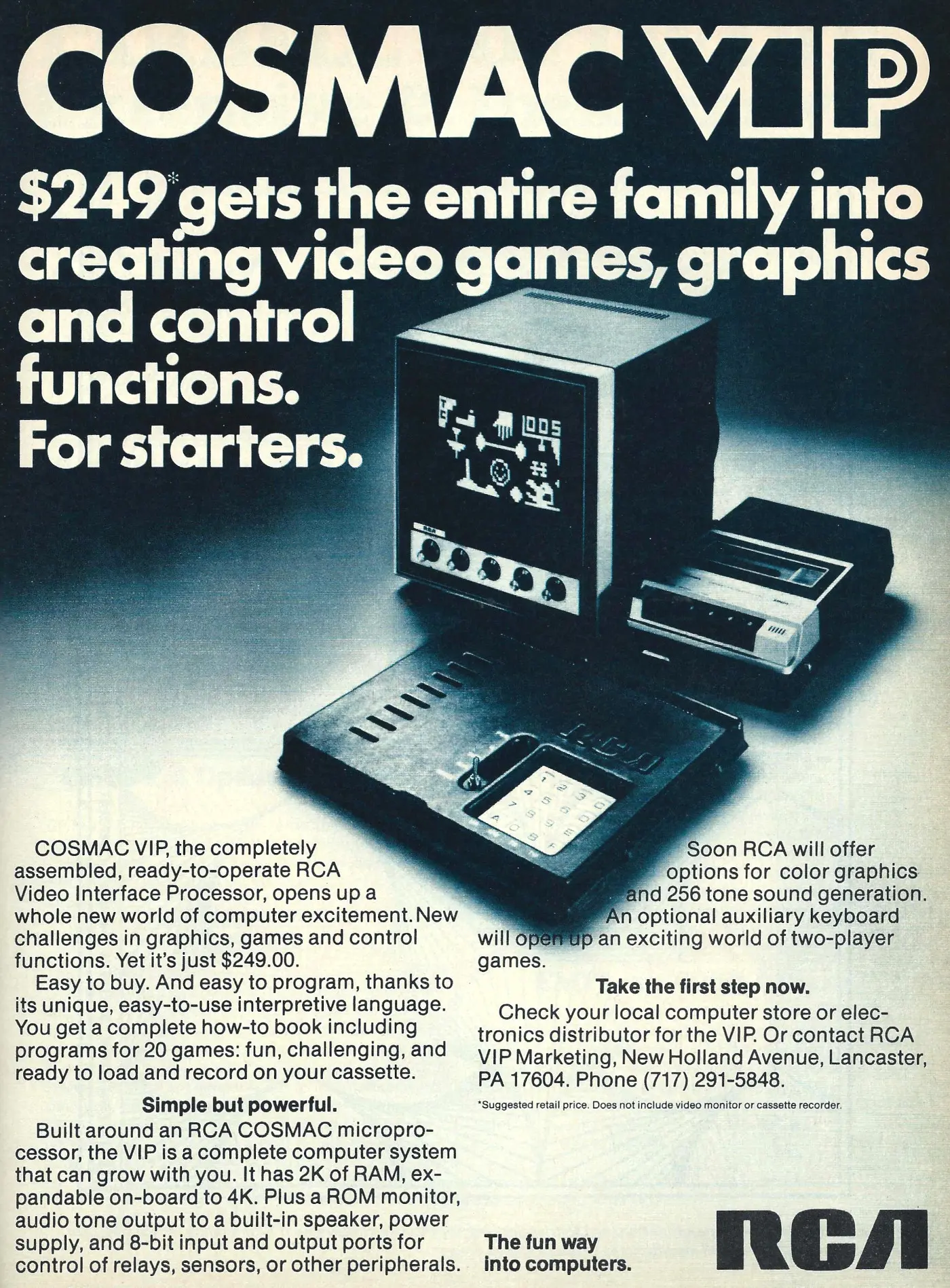 RCA Advert: COSMAC VIP: $249 gets the entire family into creating video games, from Byte - The Small Systems Journal, September 1978