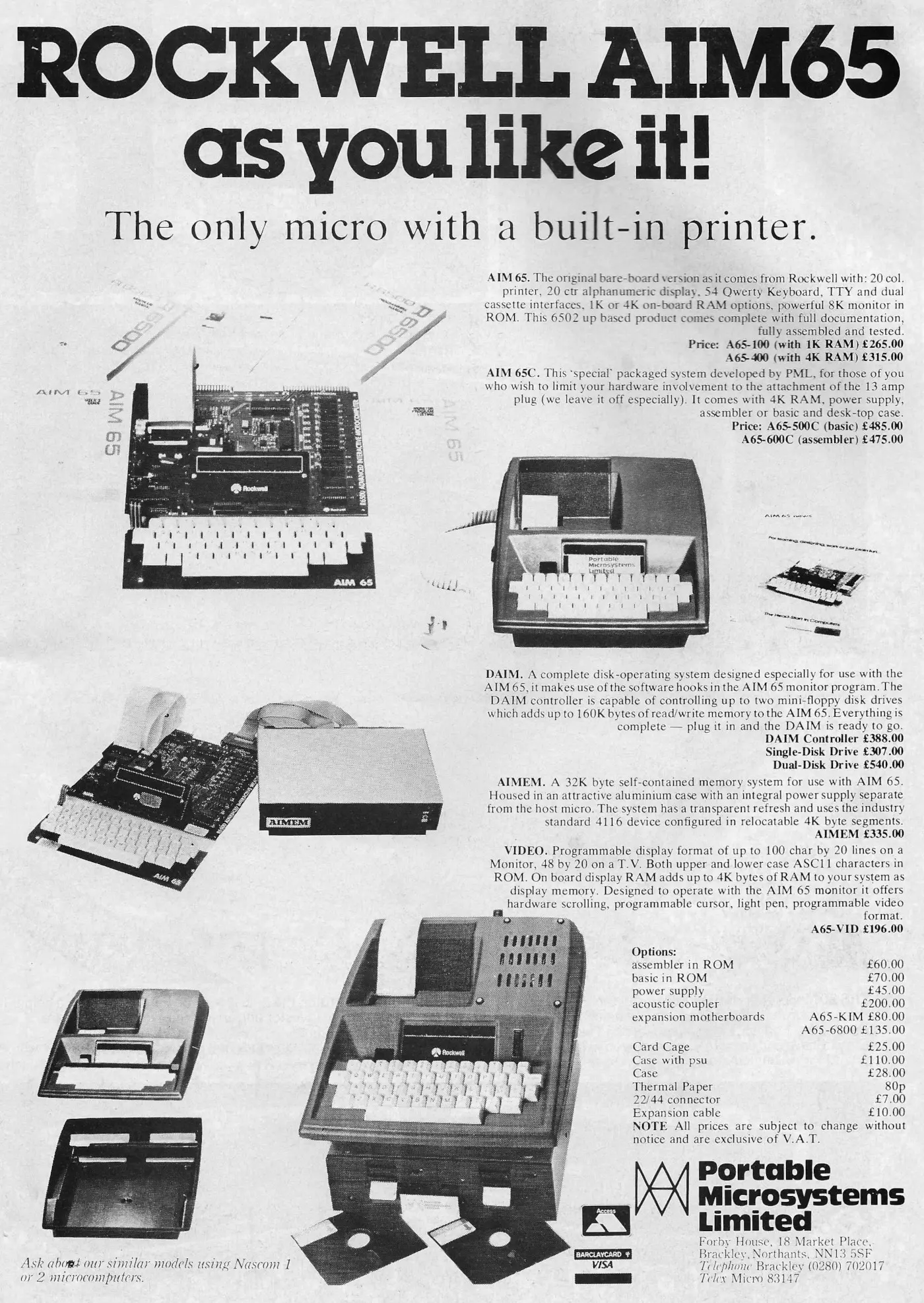 Rockwell Advert: Rockwell AIM-65: As You Like It!, from Byte - The Small Systems Journal, December 1980