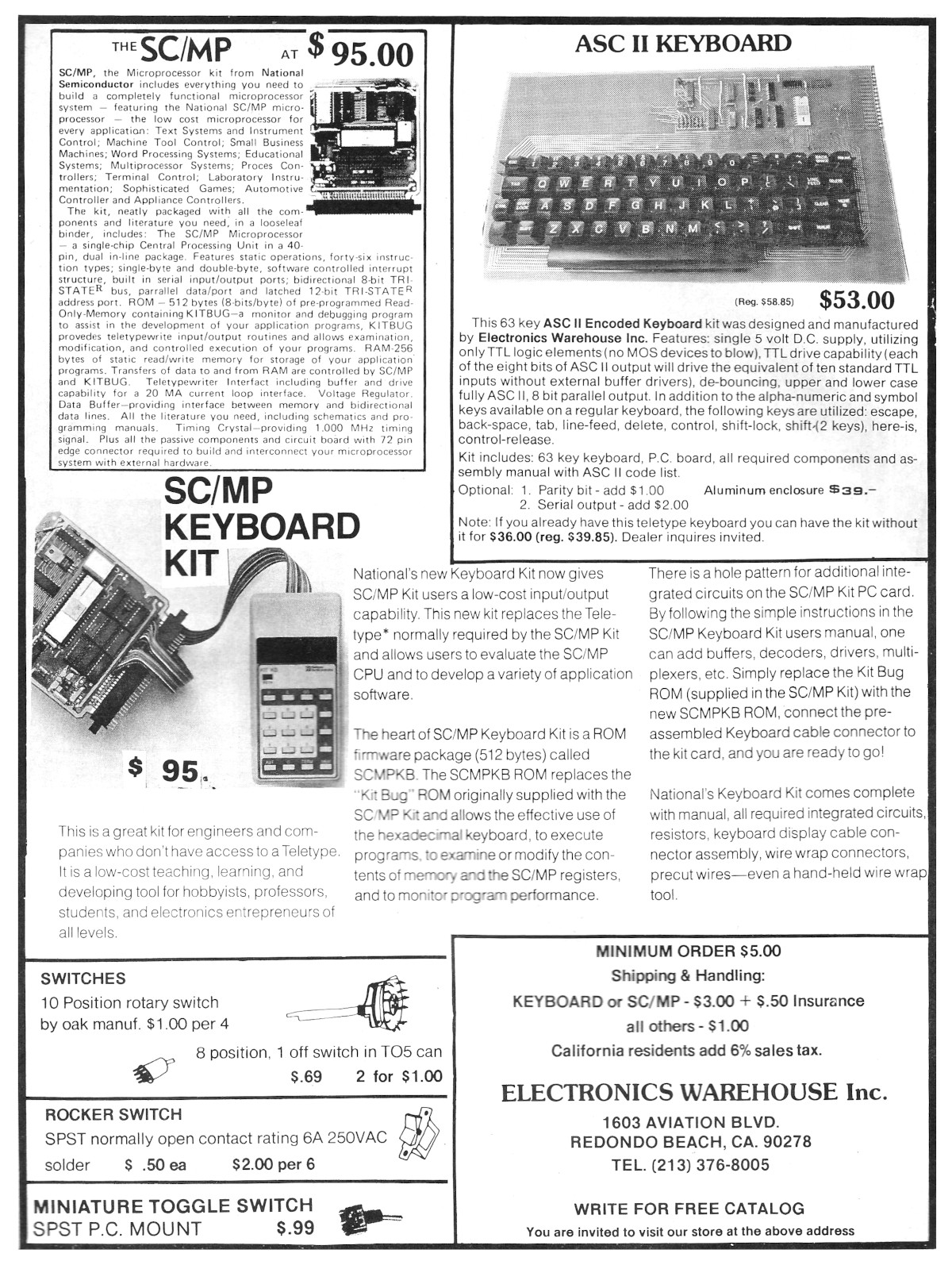 An advert from April 1977's Byte - The Small Systems Journal magazine showing National Semiconductors' SC/MP 