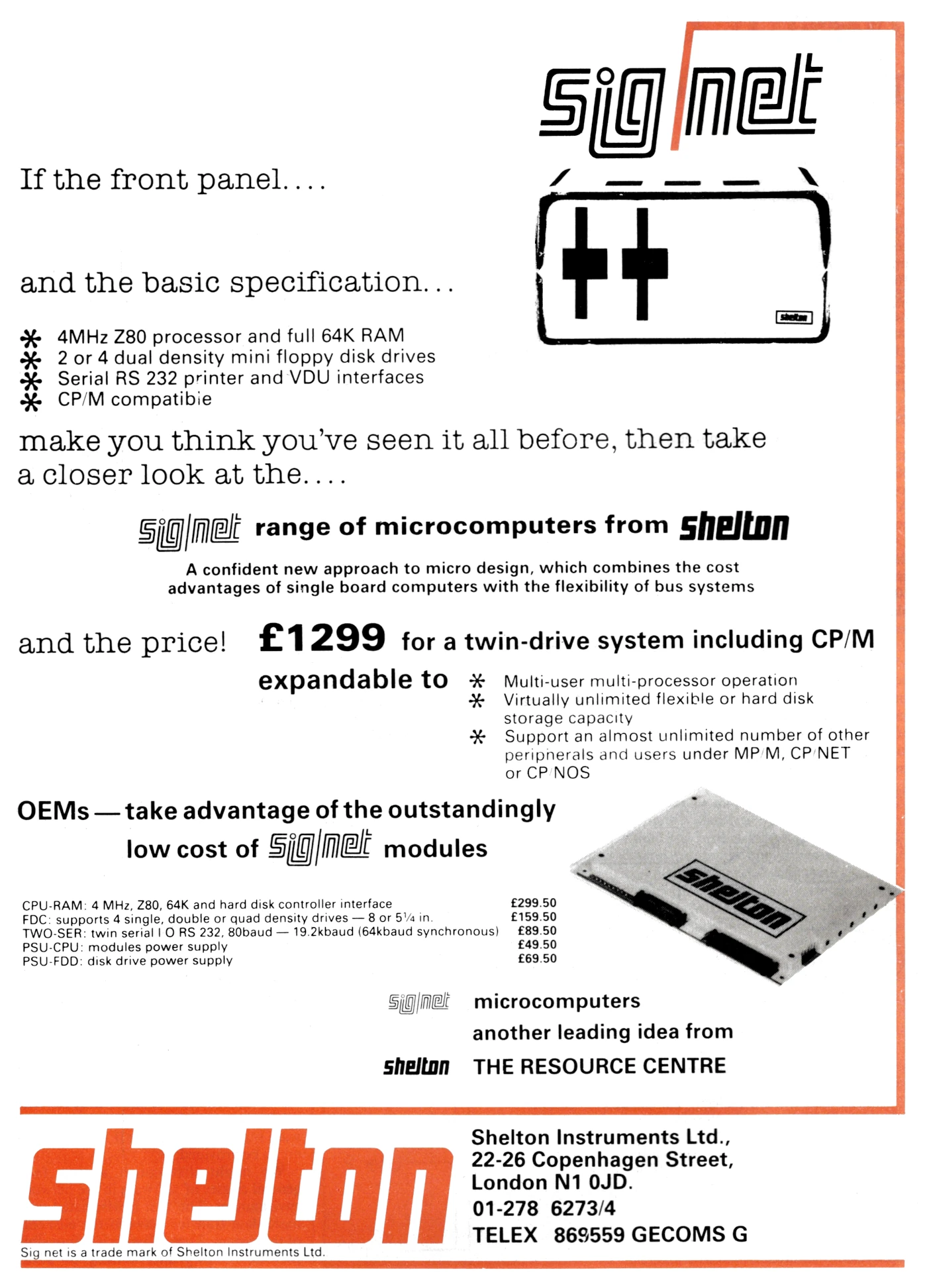 Shelton Advert: If you think you've seen it all before, then take a closer look at the Sig/Net, from Practical Computing, April 1981