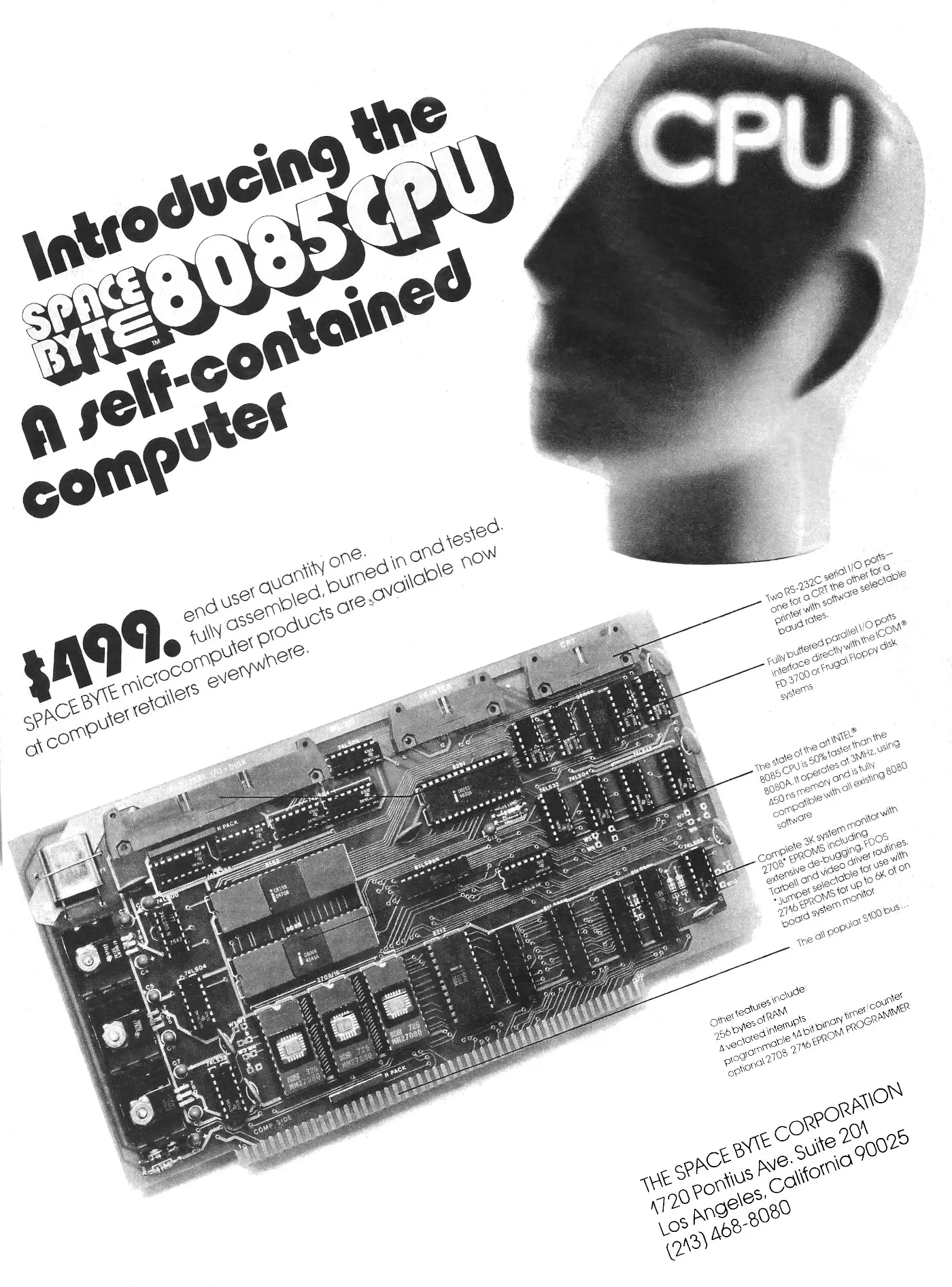 Space Byte Advert: Introducing the Space Byte 8085 CPU, from Byte - The Small Systems Journal, March 1978