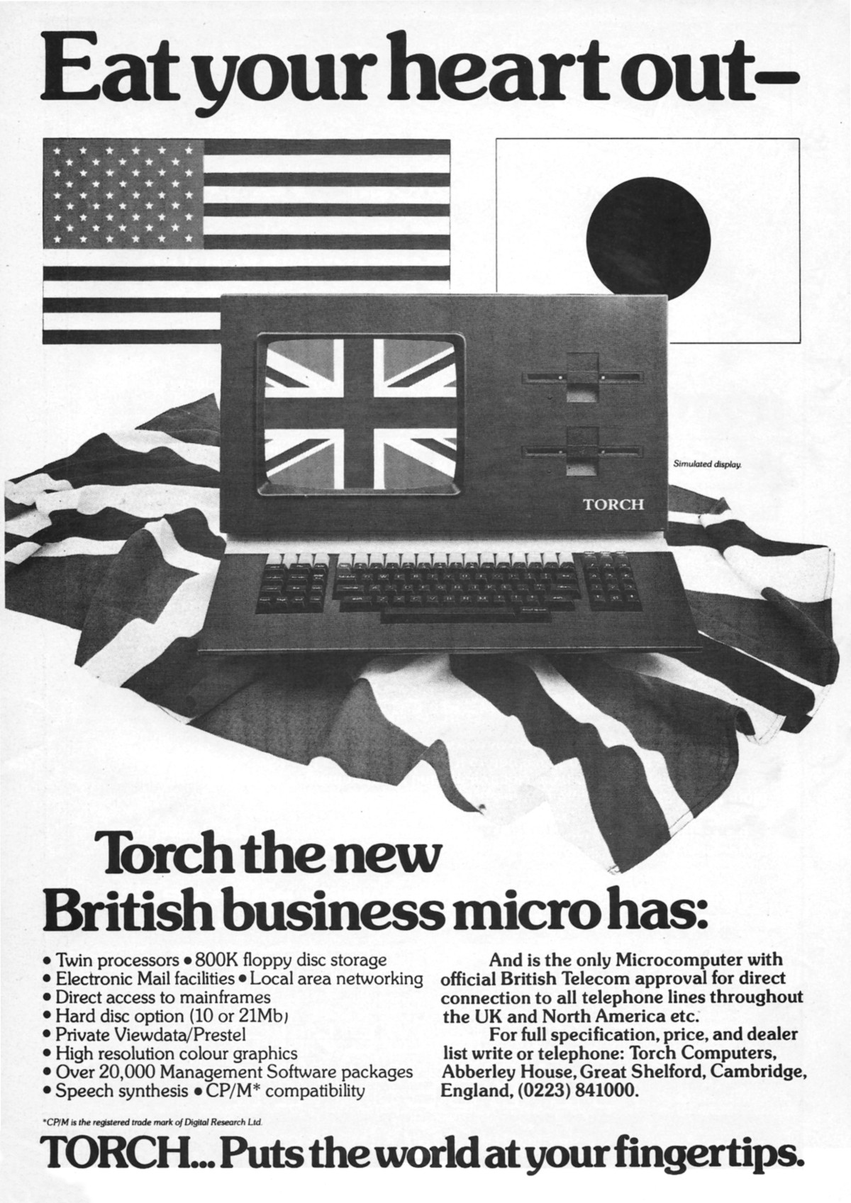 Torch takes aim at the Americans and Japanese in another early advert for what would become the Communicator. From Personal Computer World, December 1982