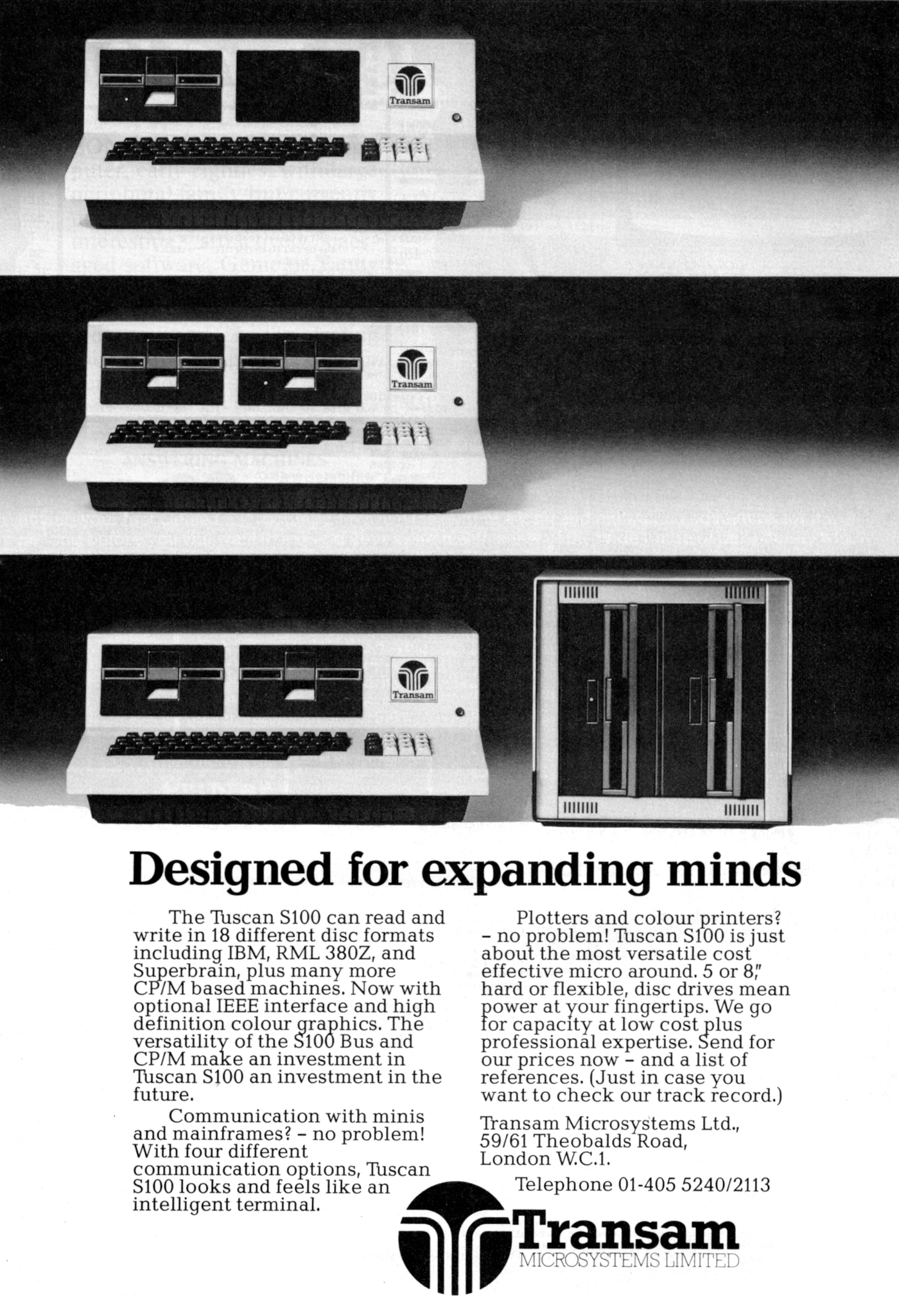 Transam Advert: Designed for expanding minds, from Practical Computing, September 1982