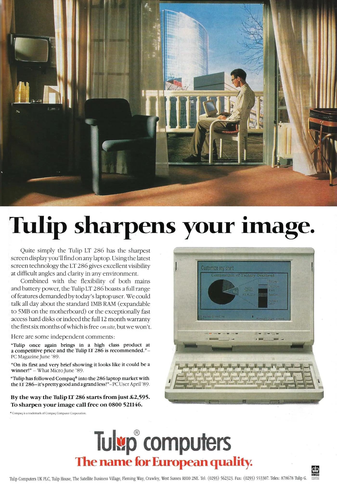 Tulip/Compudata Advert: Tulip sharpens your image, from Personal Computer World, November 1989