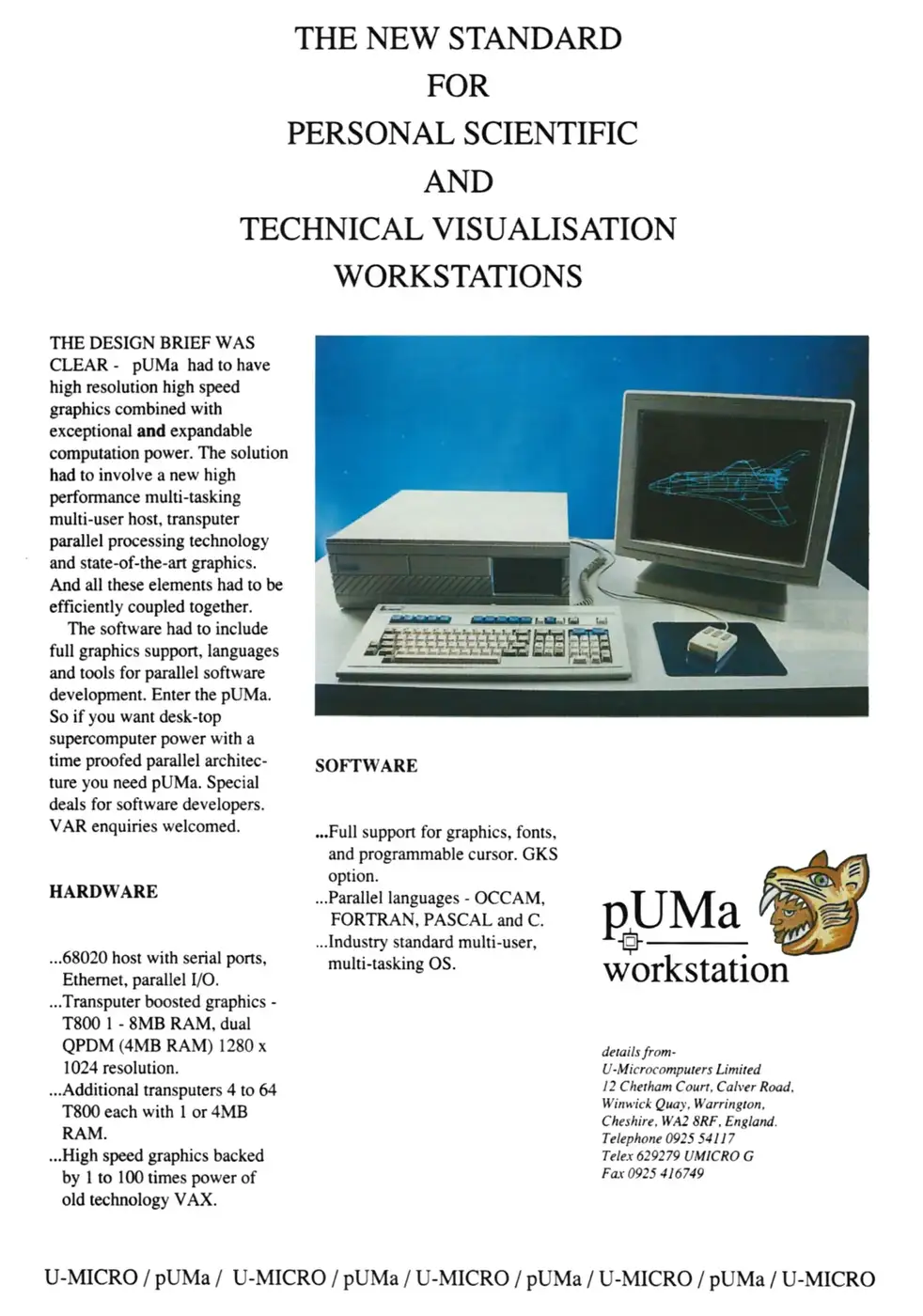 U-Micro Advert: The New Standard for Personal Scientific and Technical Visualisation Workstations, from Personal Computer World, June 1989