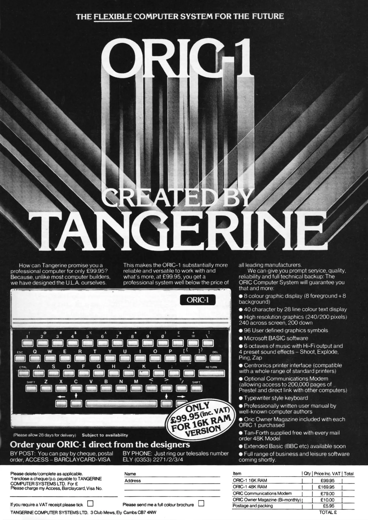 Tangerine Advert: Oric-1 - created by Tangerine, from Your Computer, January 1983