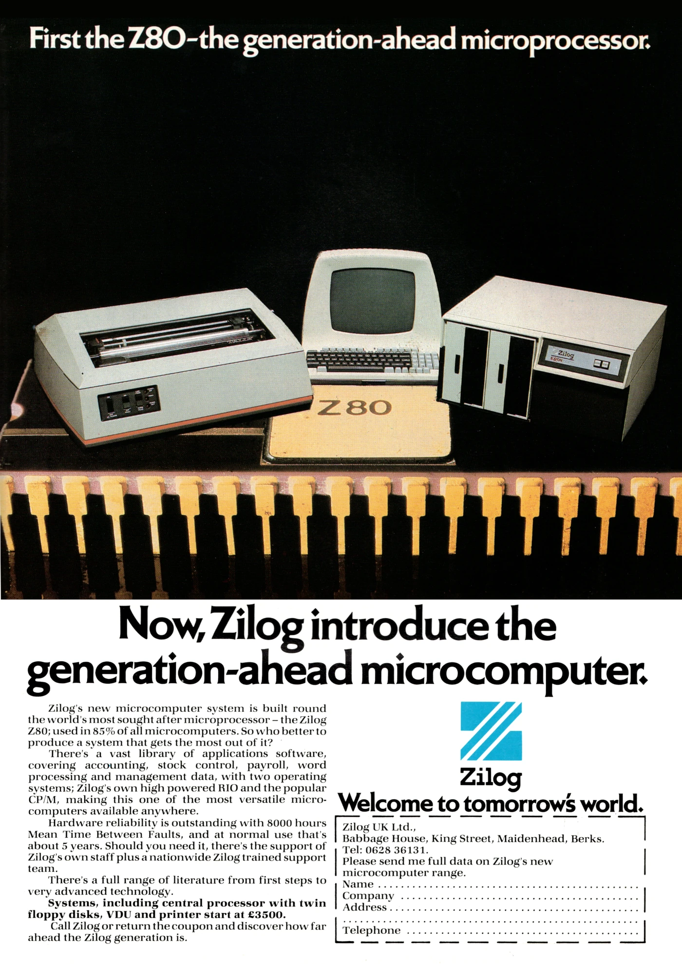 Zilog Advert: Now, Zilog introduces the generation-ahead microcomputer, from Practical Computing, January 1981