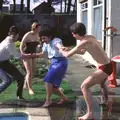 Liz is about to be thrown into her swimming pool, Nosher's 18th pre-Birthday and College Miscellany, Sway and Brockenhurst - 22nd May 1985