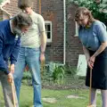 Andy and Sis are head-to-head on the croquet, Nosher's 18th Birthday, Barton on Sea, Hampshire - 26th May 1985