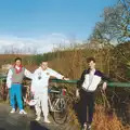 Riki, Feature and John on the Cann viaduct, Uni: A Ride on the Plym Valley Cycle Path, Plymstock, Devon - 26th February 1989