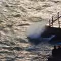 Waves crash on the concrete, Uni: Totnes and Dartmoor Pasties, Devon - 2nd March 1989