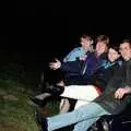 The gang on the bonnet of Kate's VW Golf, Uni: Totnes and Dartmoor Pasties, Devon - 2nd March 1989