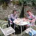 Michelle and Kate in a pub garden in Shaftesbury, Uni: A Trip to Yeovil, Shaftesbury, and the Tamar Bridge - 28th May 1989