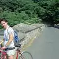 Riki on the Burrator dam road, Uni: A Burrator Bike Ride, Dartmoor - 20th June 1989