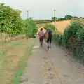 Angela takes Oberon for a walk down the drive, Summer Days on Pitt Farm, Harbertonford, Devon - 17th July 1989