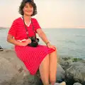 Angela sits on the rocks at Barton on Sea, Back from Uni: Yarmouth, Alum Bay and Barton-on-sea, Hampshire - 23rd July 1989