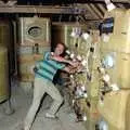 Mike messes around with some fermentation tanks, Harrow Vineyard Harvest and Wootton Winery, Dorset and Somerset - 5th September 1989