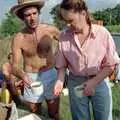 Mike and Mother stop for coffee, Harrow Vineyard Harvest and Wootton Winery, Dorset and Somerset - 5th September 1989