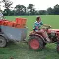 Mike hauls around some crates with the tractor, Harrow Vineyard Harvest and Wootton Winery, Dorset and Somerset - 5th September 1989