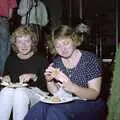 Partially-cooked barbeque sausages are eaten, Chris and Phil's Party, Hordle, Hampshire - 6th September 1989