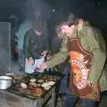 David Cork looks after the meat, A Stuston Bonfire Night, Suffolk - 5th November 1989