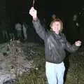 Brenda waves a sparkler about, A Stuston Bonfire Night, Suffolk - 5th November 1989
