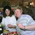 Karen, Alan and a bowl of peas, Late Night, and Christmas with the Coxes, Needham, Norfolk - 25th December 1989