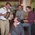 Big Steve plays accordion, Golden Jubilee Celebrations, The Village Hall, Brome, Suffolk - 4th June 2002