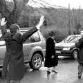 Matt waves his arms in the air, Sis's Nearly-Christmas Wedding, Meavy, Dartmoor - 20th December 2003