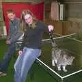 Sophie the cat is on the table-tennis table, Jess and Jen's Party, Pulham St. Mary, Norfolk - 28th February 2004