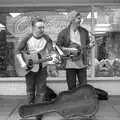 Liam and Ian outside Clinton's Cards in Diss, Moping in Southwold, Suffolk - 3rd April 2004