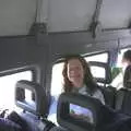 Clare has a freak-out in the minibus, A Trip to Alton Towers, Staffordshire - 19th June 2004